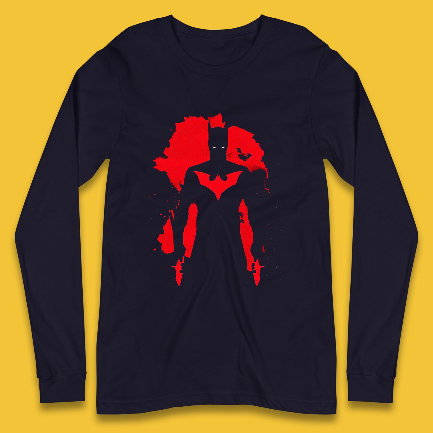 Batman Beyond Rises As A Warrior Of Justice Distressed Portrait Art DC Comics Superhero Long Sleeve T Shirt