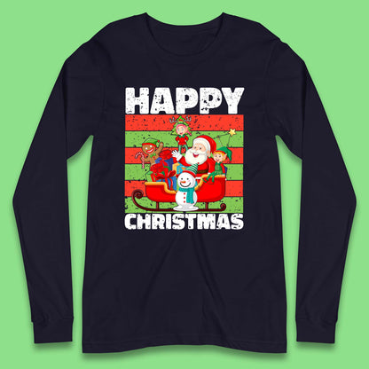 santa and friends on sleigh christmas long sleeve t shirt