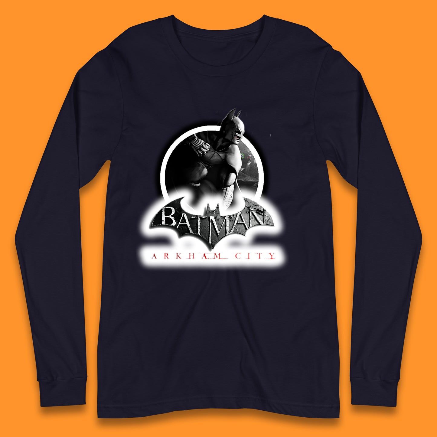 Batman Arkham City Action Adventure Game Batman Basic Logo DC Comics Superhero Gamer Long Sleeve T Shirt