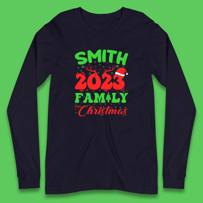 Personalised 2023 Family Christmas Your Name Xmas Matching Family Costume Long Sleeve T Shirt