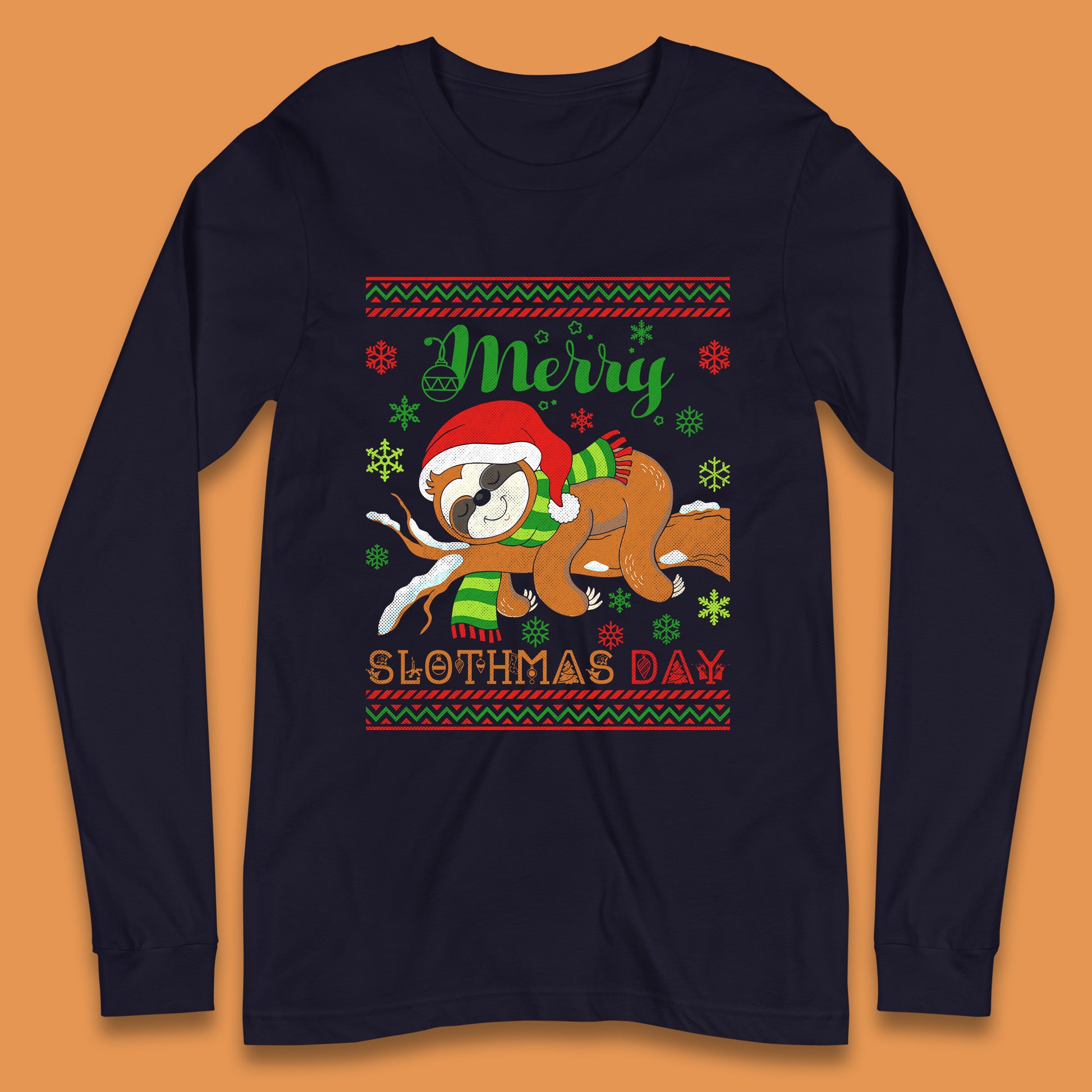 sloth christmas long sleeve t shirt