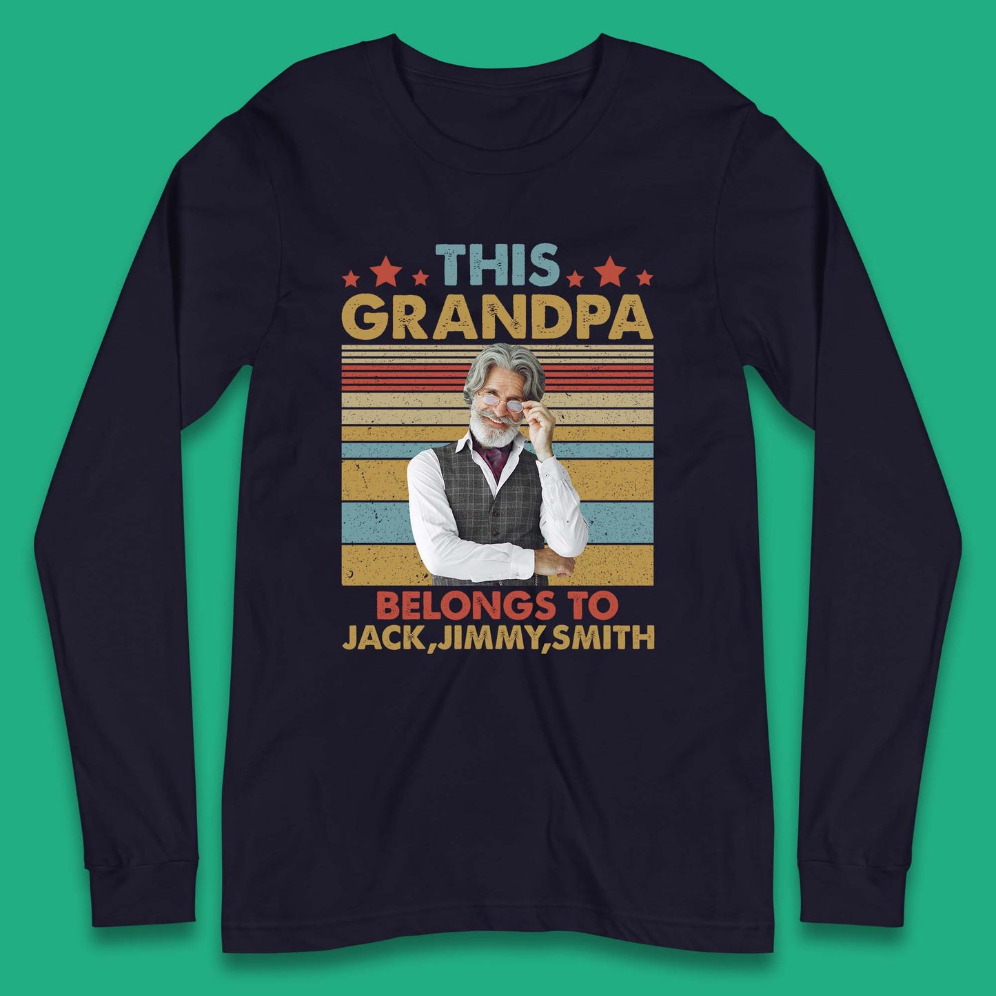 Personalised This Grandpa Belongs To Long Sleeve T-Shirt