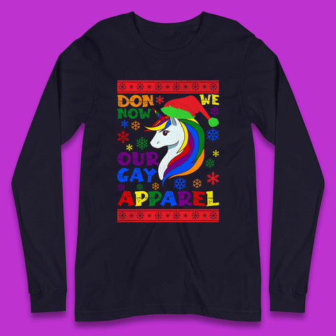 LGBT Rainbow Unicorn Christmas Long Sleeve T-Shirt