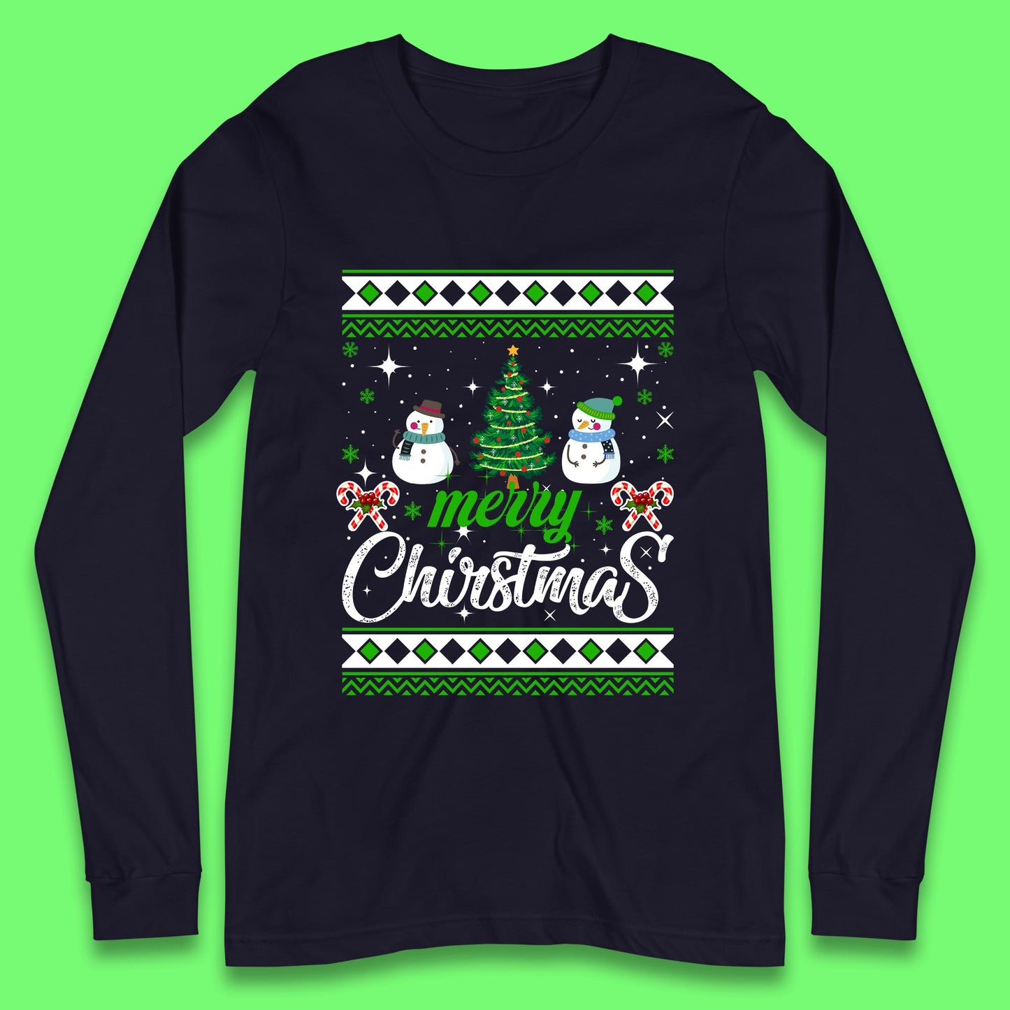 merry christmas snowman long sleeves t shirt