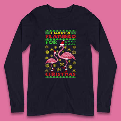 flamingo christmas long sleeve t shirt