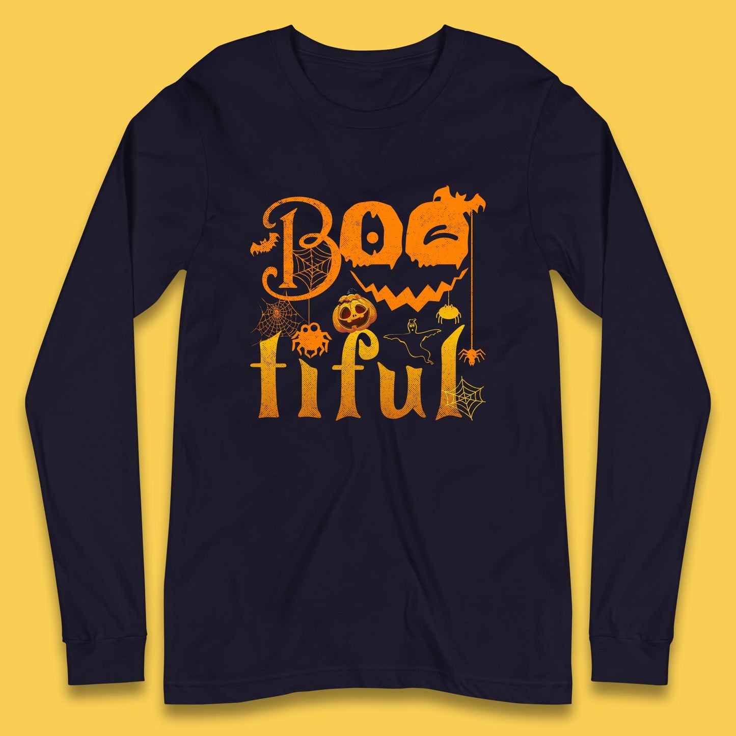 Bootiful Halloween Ghost Funny Boo Ghost Scary Spooky Season Long Sleeve T Shirt