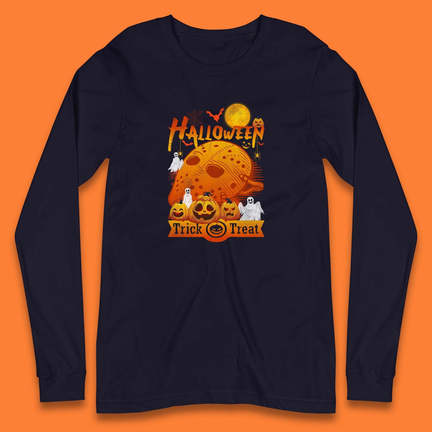 Happy Halloween Jason Voorhees Face Mask Halloween Friday The 13th Horror Movie Halloween Pumpkins Long Sleeve T Shirt