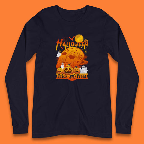 Happy Halloween Jason Voorhees Face Mask Halloween Friday The 13th Horror Movie Halloween Pumpkins Long Sleeve T Shirt