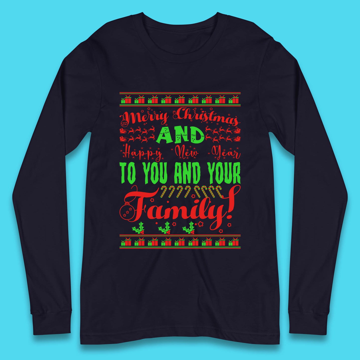 merry christmas family long sleeve t shirt