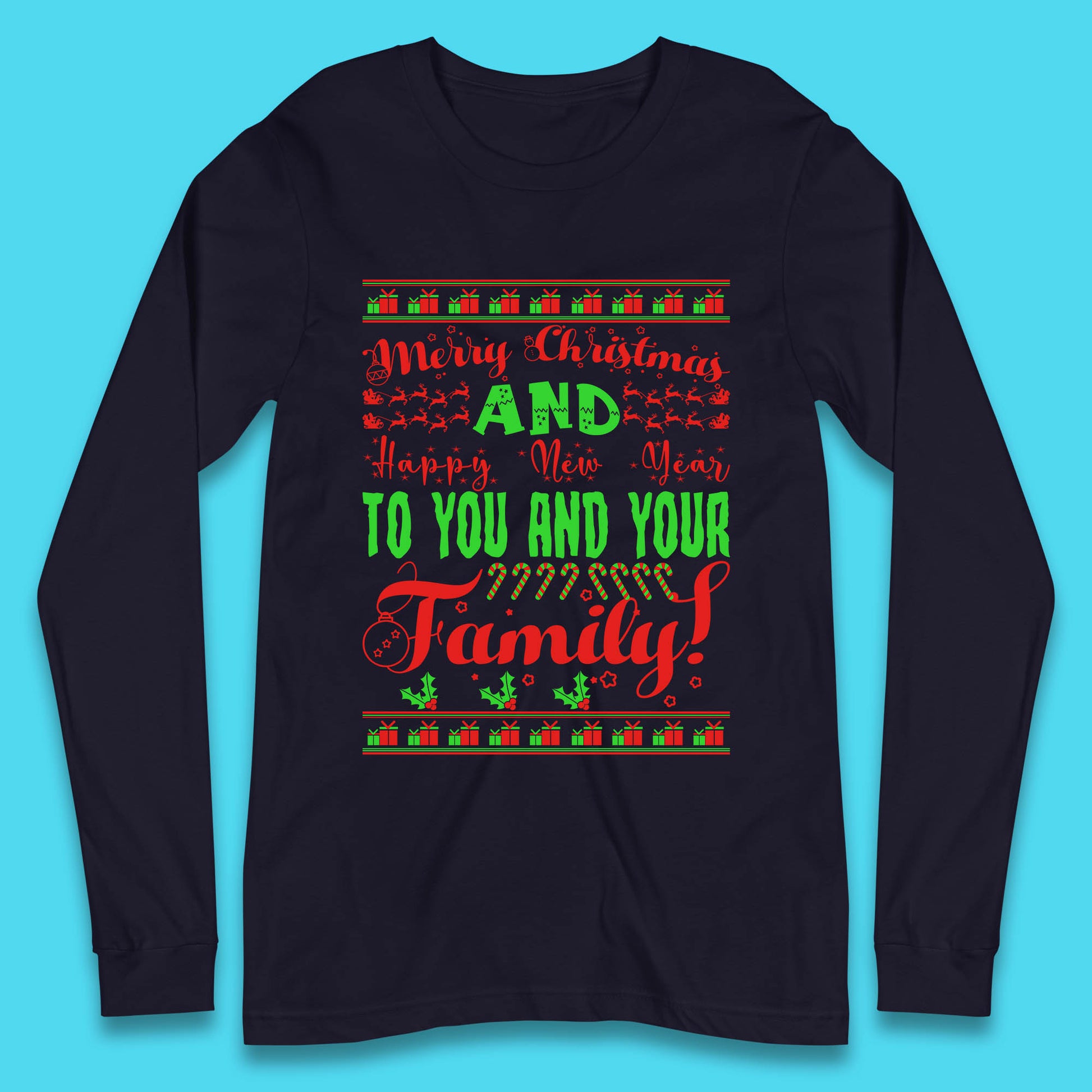 merry christmas family long sleeve t shirt