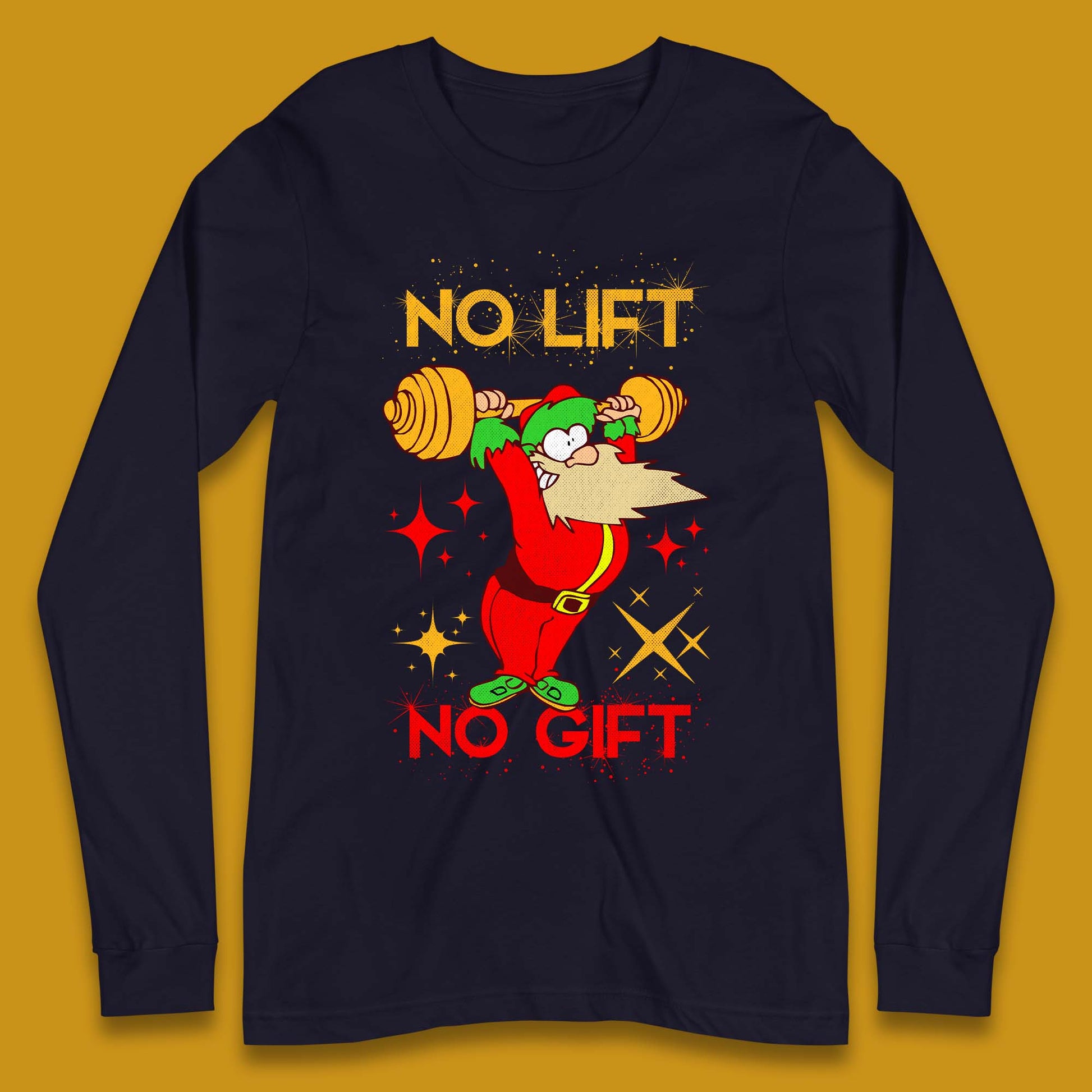santa workout christmas long sleeve t shirt