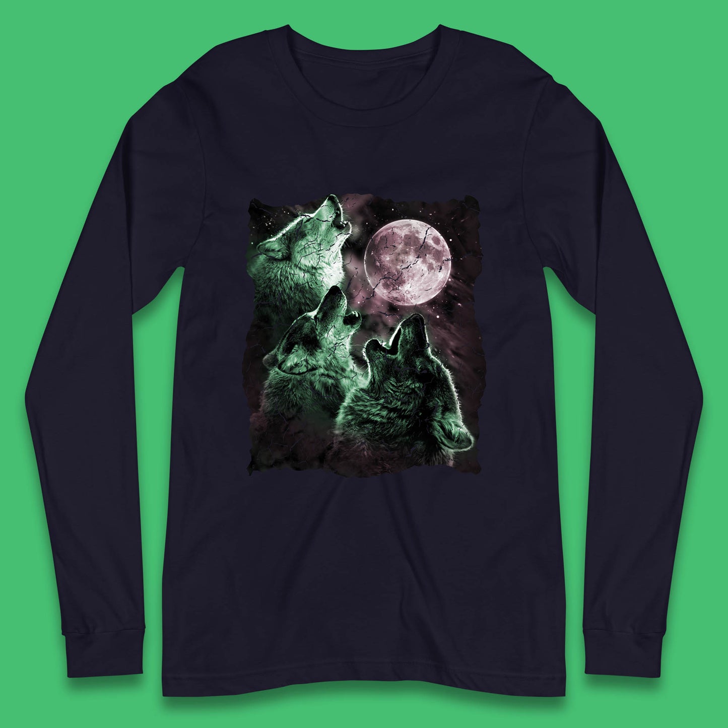 Three Wolf Howling At Moon Wild Free Wolves Three Wolf Dog Animal The Mountain Long Sleeve T Shirt