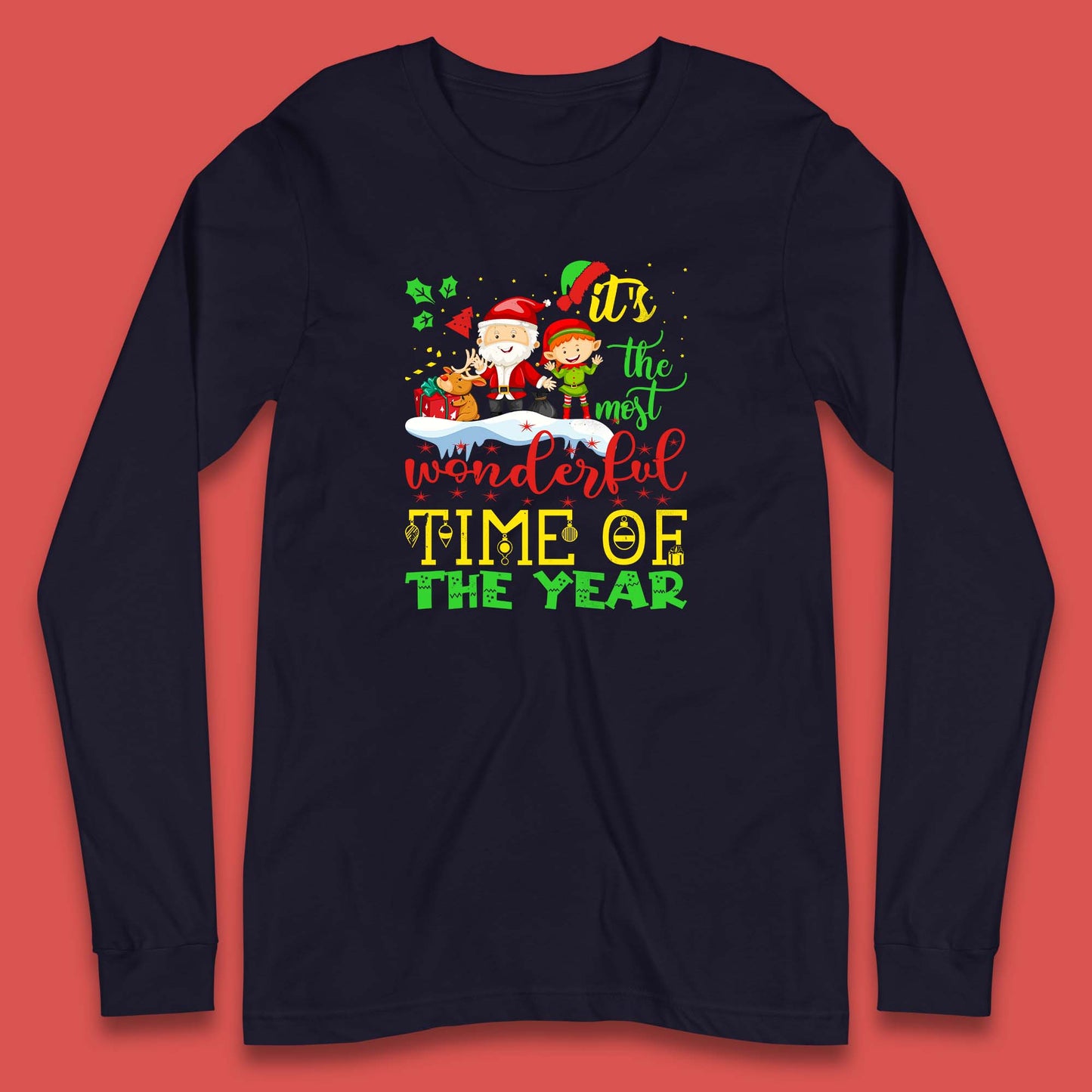 santa reindeer and elf long sleeve top