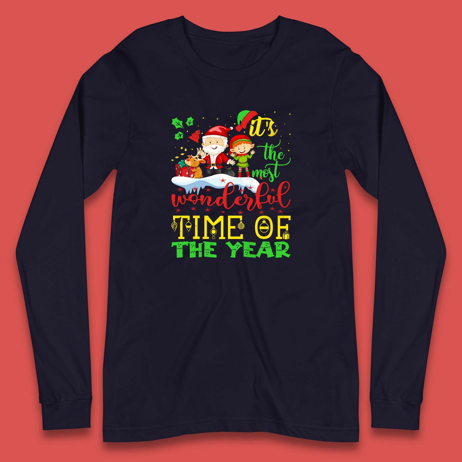 santa reindeer and elf long sleeve top