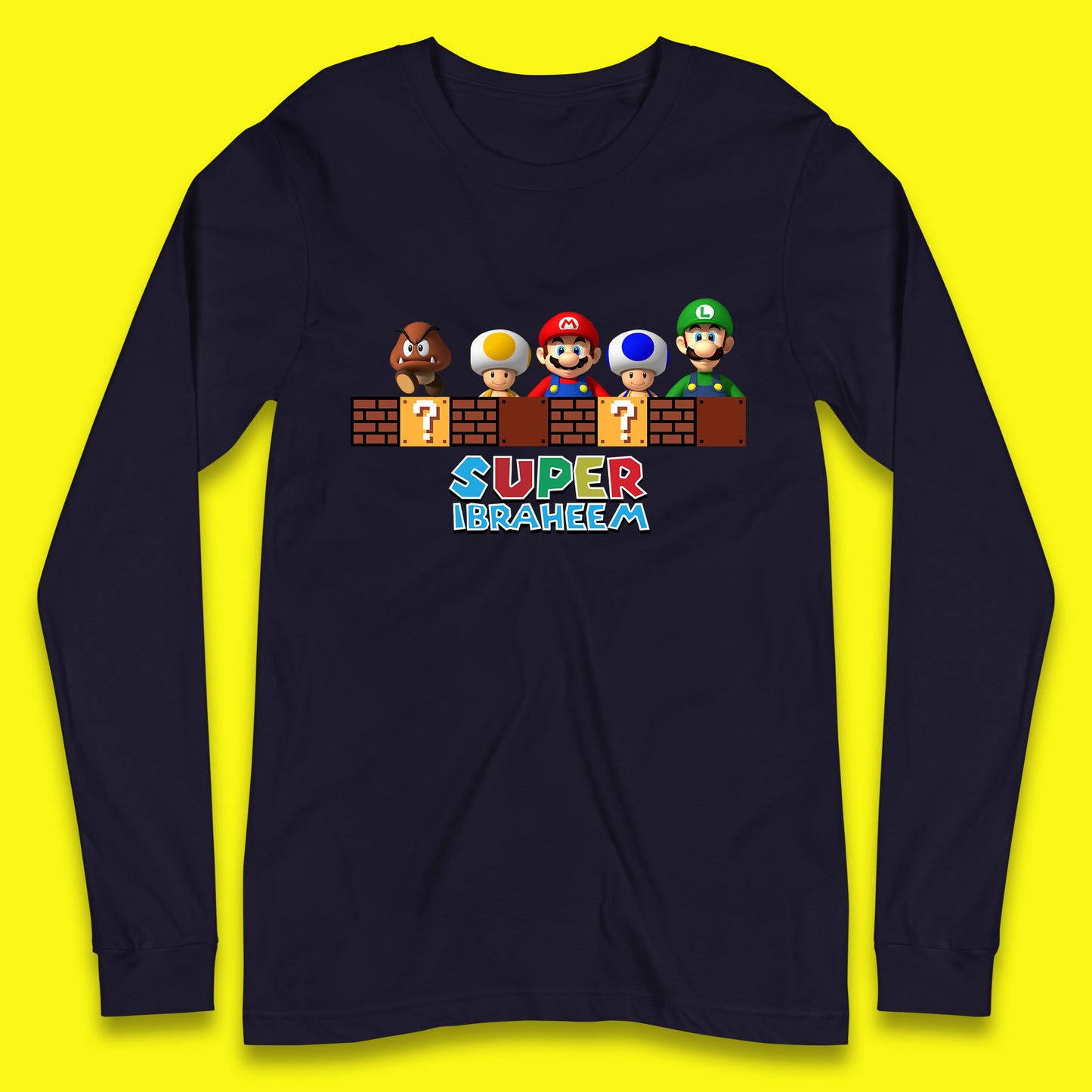 Personalised Super Mario Game Series Your Name Mario Bros Luigi Toad Mega Goomba Mario Long Sleeve T Shirt