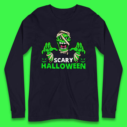 Scary Halloween Skull Zombie Mummy Horror Monster Zombie Hands Scary Vibes Long Sleeve T Shirt