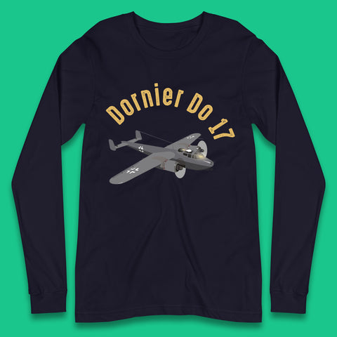 Dornier Do 17 Twin Engined Light Bomber Vintage Retro Military Fighter Jets World War II Remembrance Day Royal Air Force Long Sleeve T Shirt