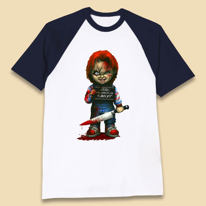 Chucky Mug Shot Chicago Police Dept Ray Charles Lee Chucky Halloween Horror Movie Baseball T Shirt
