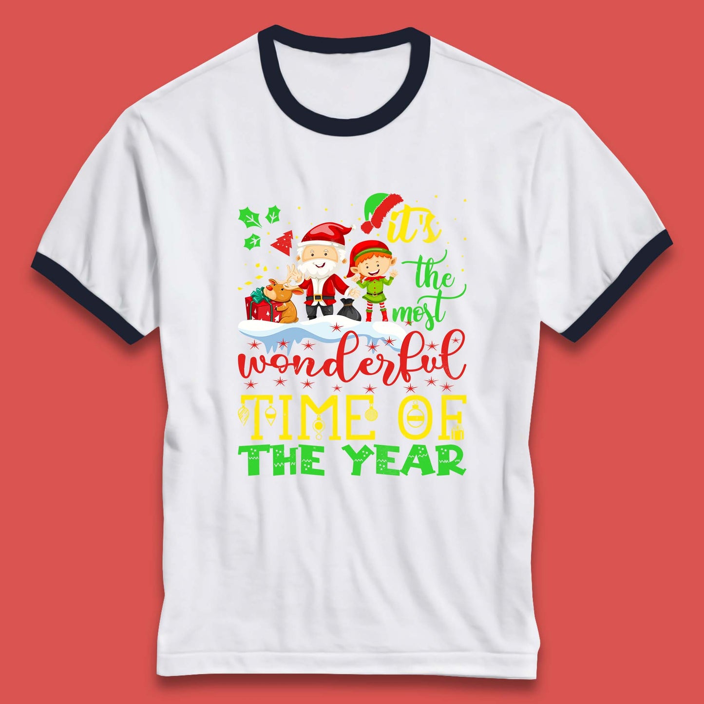 santa reindeer and elf ringer t shirt