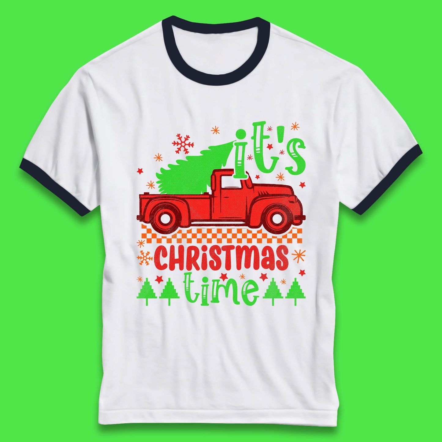 Christmas Truck Ringer T-Shirt