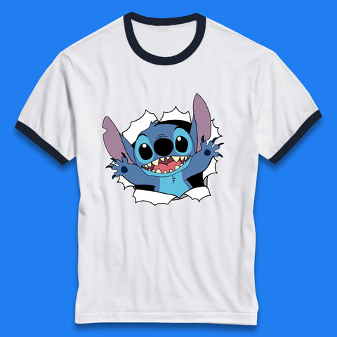 Disney Lilo And Stitch Hello Cartoon Character Ohana Stitch Lover Disneyland Vacation Trip Disney World Ringer T Shirt