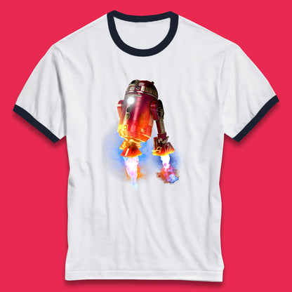 R2-D2 Ready To Fly Iron Man Spoof Sci-fi Action Adventure Movie Character  Star Wars 46th Anniversary Ringer T Shirt