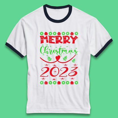 Merry Christmas 2023 Winter Holiday Xmas Festive Celebration Ringer T Shirt