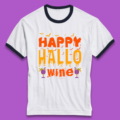 Happy Hallowine Funny Halloween Wine Drinking Party Wine Lover Ringer T Shirt