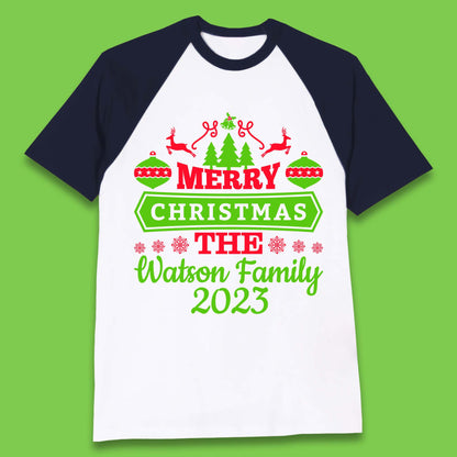 Personalised Family Christmas Baseball T-Shirt