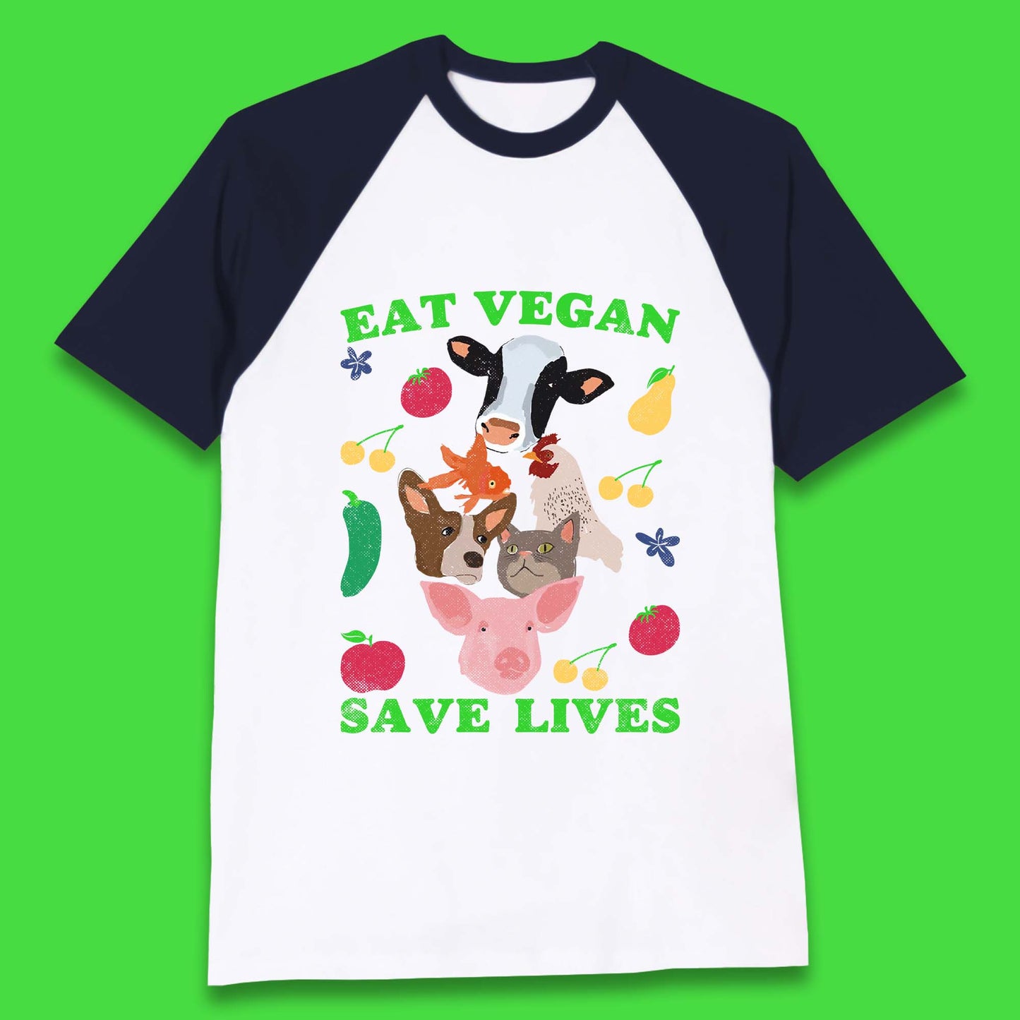 Eat Vegan Save Lives Baseball T-Shirt