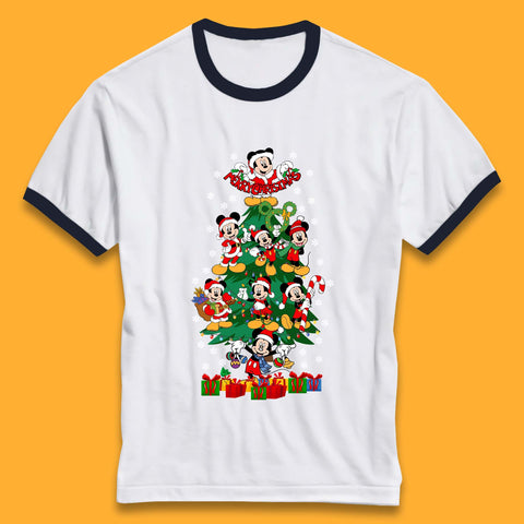 Merry Christmas Disney Mickey Mouse Christmas Tree Xmas Disney World Trip Ringer T Shirt