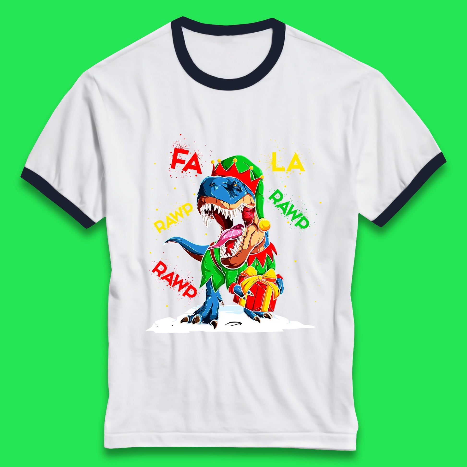 christmas dinosaur ringer t shirt