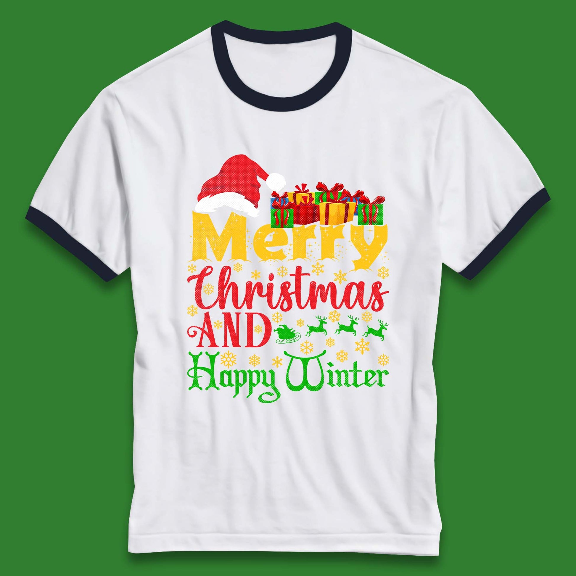merry christmas and happy winter ringer t shirt