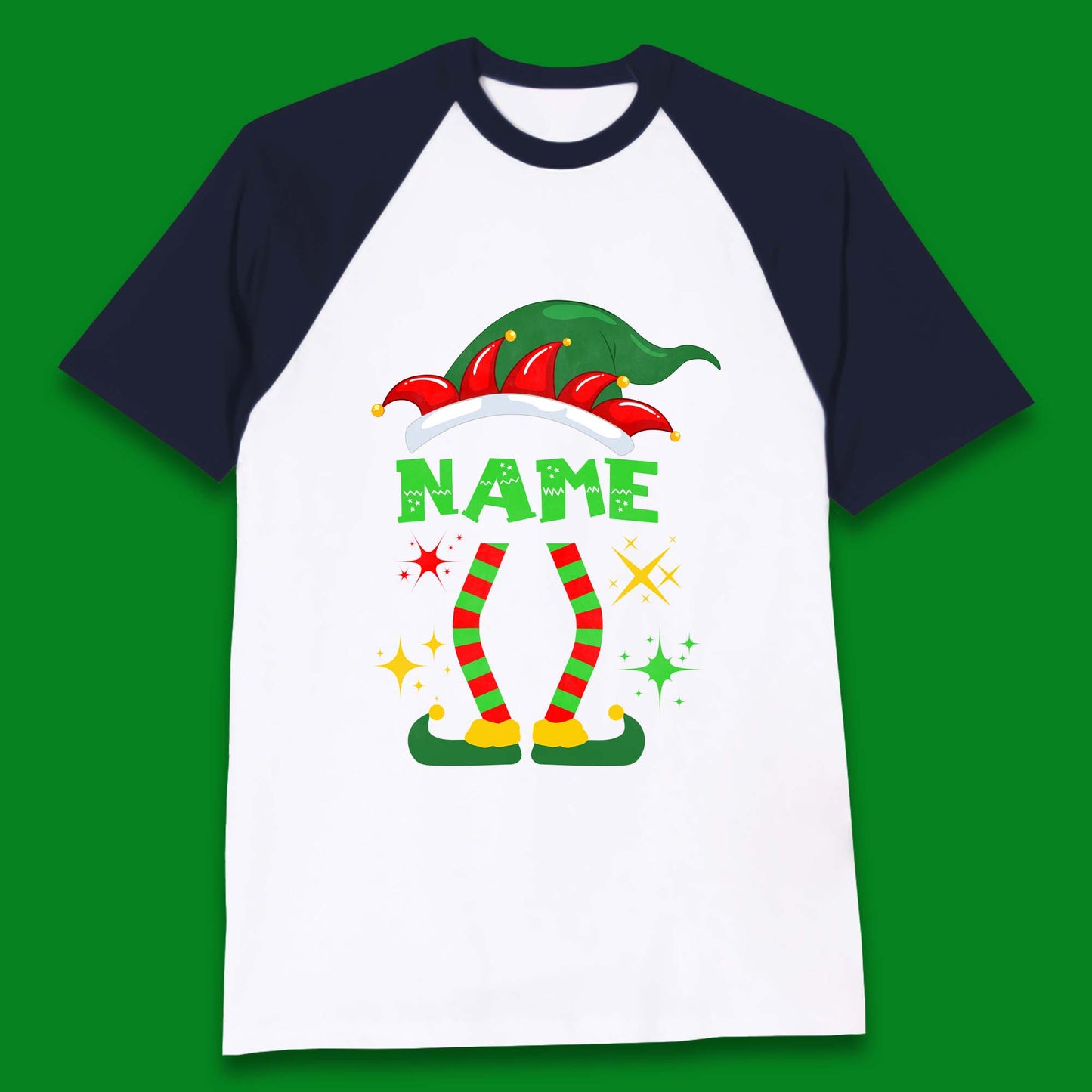 Personalised Elf Christmas Baseball T-Shirt