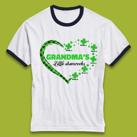 Personalised Grandma's Little Shamrocks Ringer T-Shirt