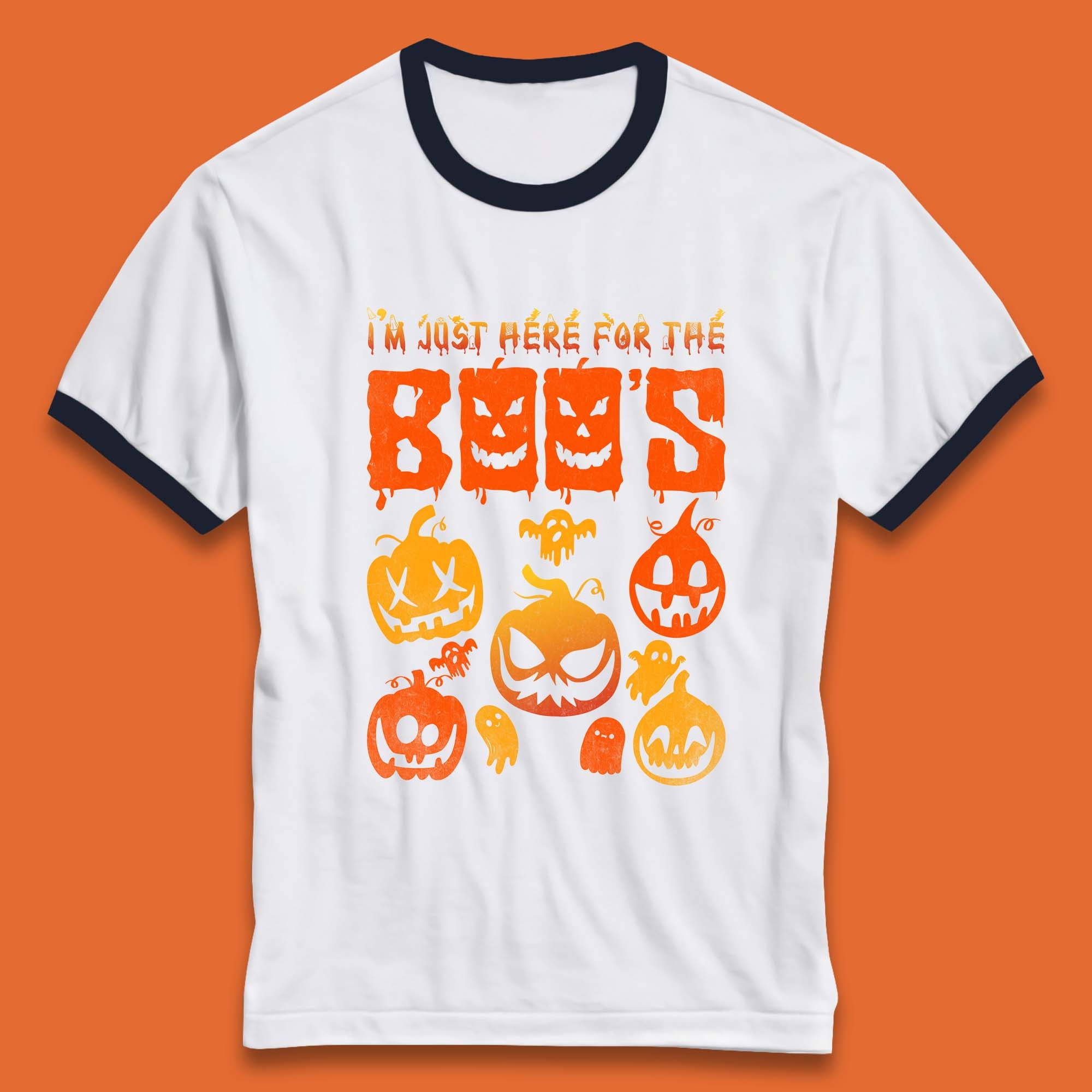 I'm Just Here For The Boos Halloween Funny Pumpkin Ghost Boos Jack-o-lantern Ringer T Shirt