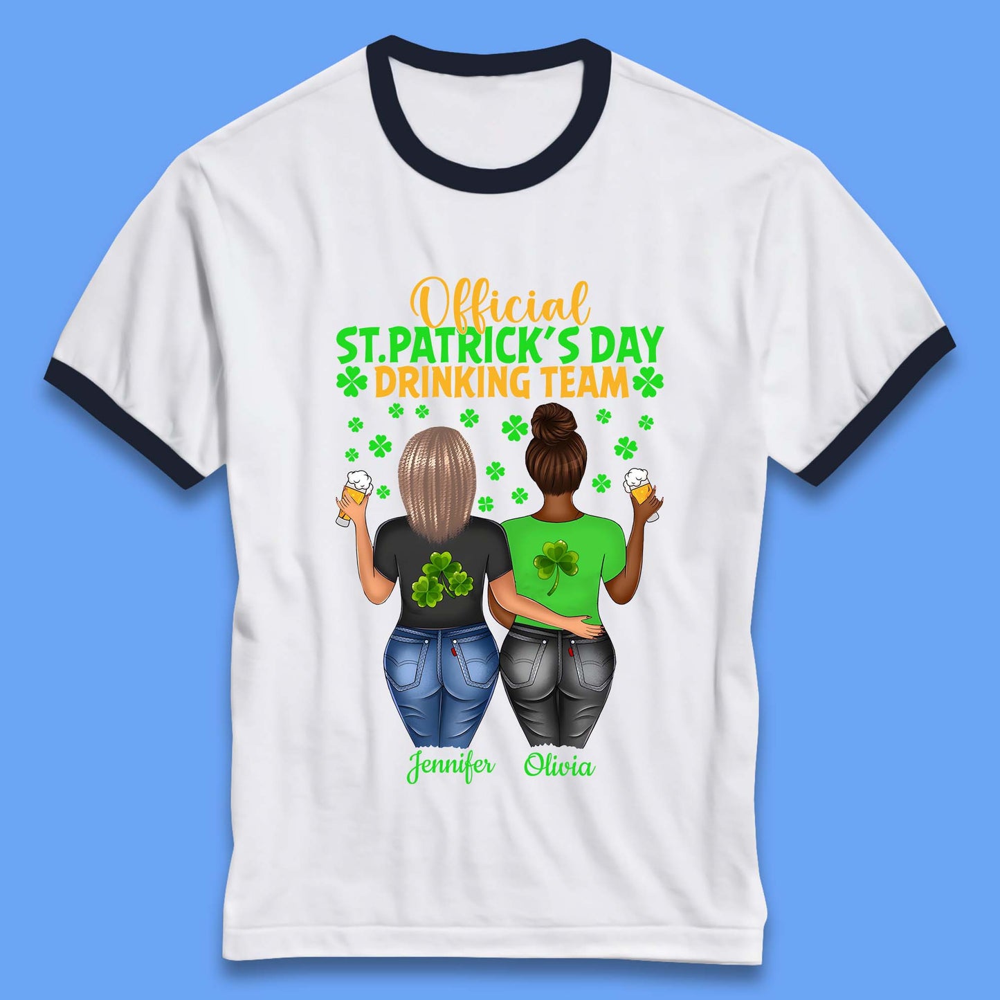 Personalised St. Patrick's Day Drinking Team Ringer T-Shirt