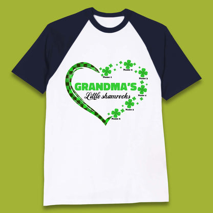 Personalised Grandma's Little Shamrocks Baseball T-Shirt