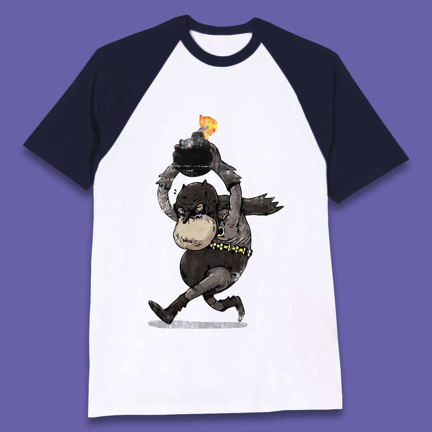 Old Batman Throwing Bomb Comic Book Art Aging Superhero DC Comics Fictional Character Baseball T Shirt