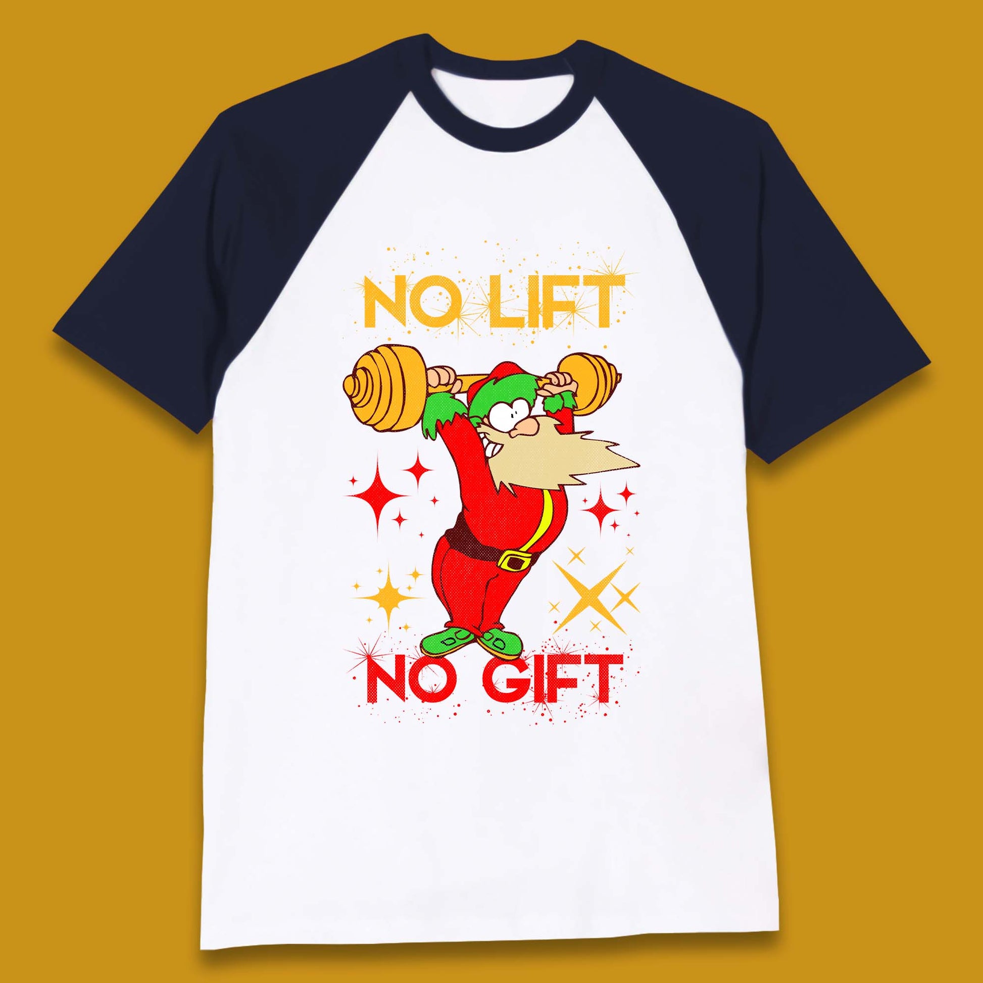 santa workout christmas baseball t shirt