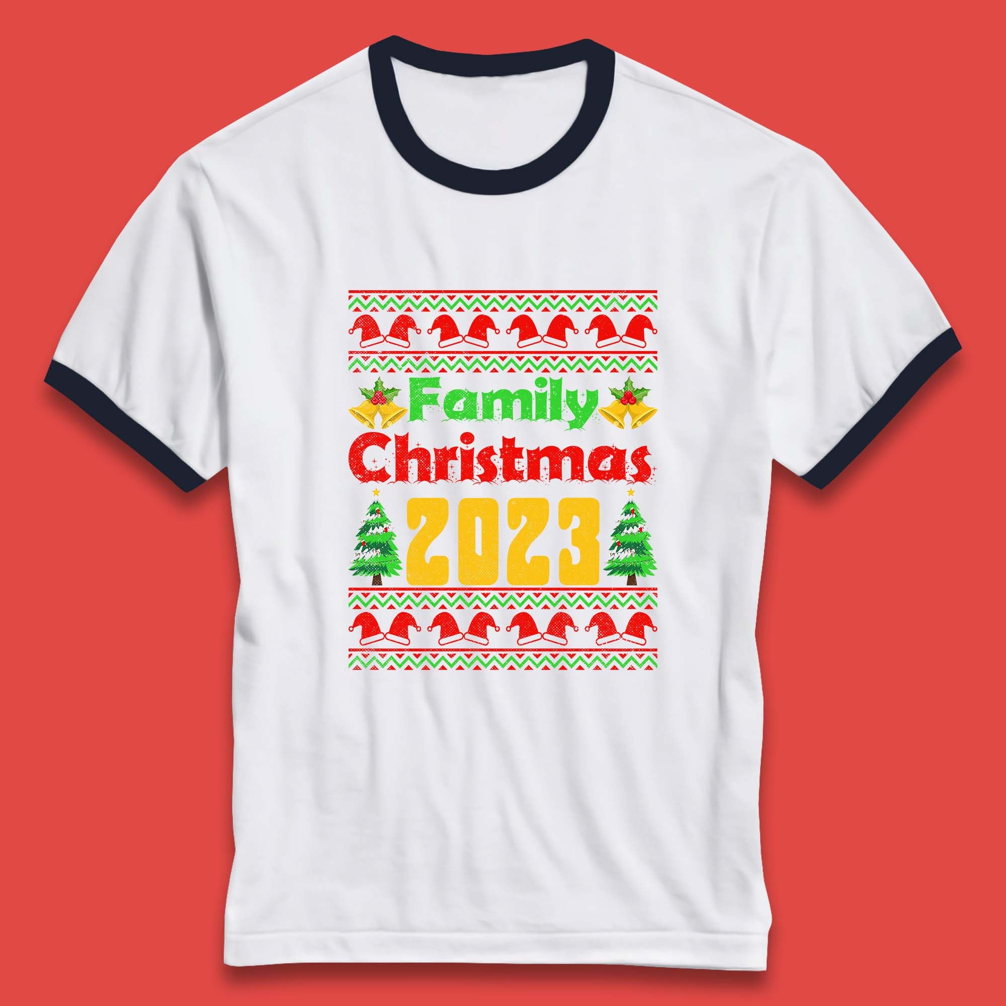Family Christmas 2023 Holiday Winter Festive Christmas Trees Xmas Season Ringer T Shirt