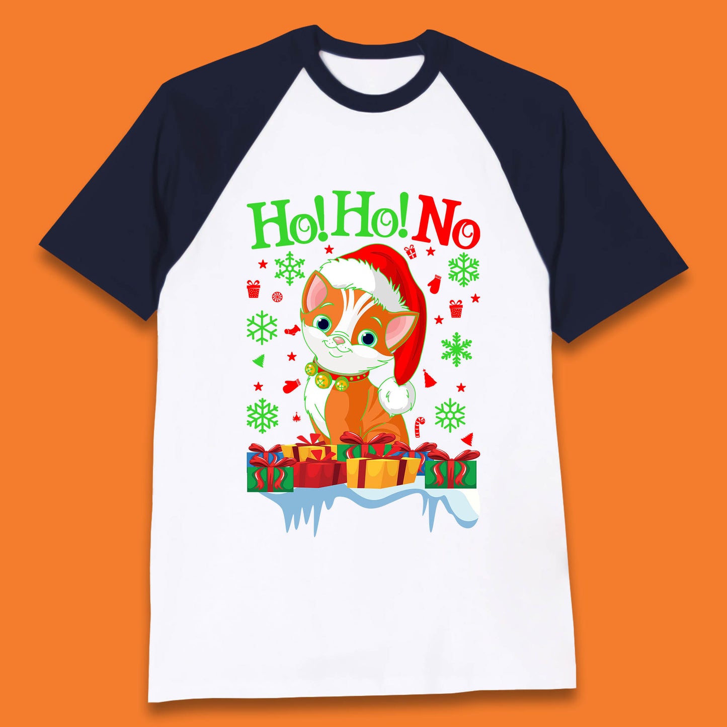 ho ho no christmas cat baseball t shirt