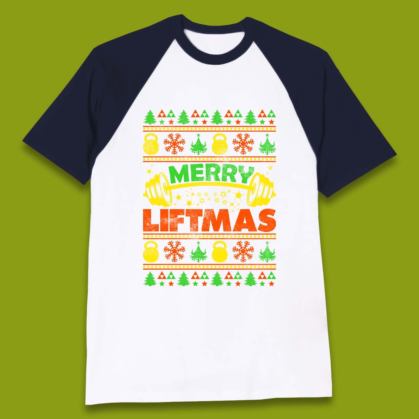 Merry Liftmas Christmas Baseball T-Shirt
