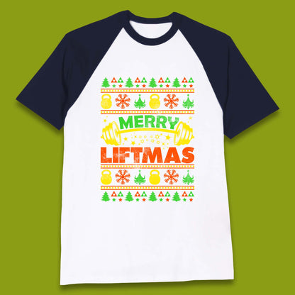 Merry Liftmas Christmas Baseball T-Shirt