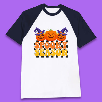 Spooky Season Halloween Jack-O-Lantern Pumpkins Spooky Vibes Baseball T Shirt