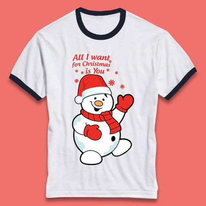Snowman Christmas Ringer T-Shirt