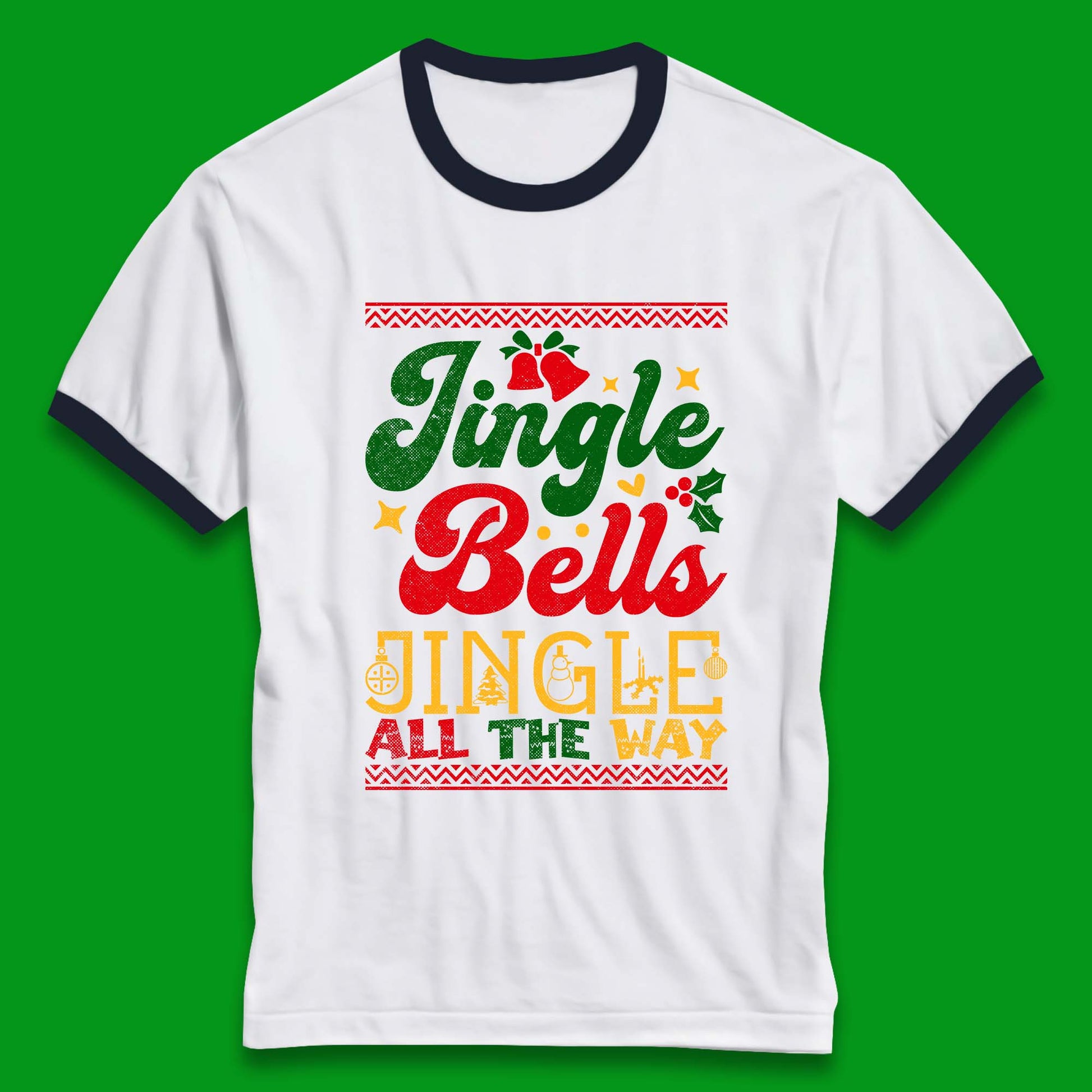 jingle bell christmas ringer t shirt