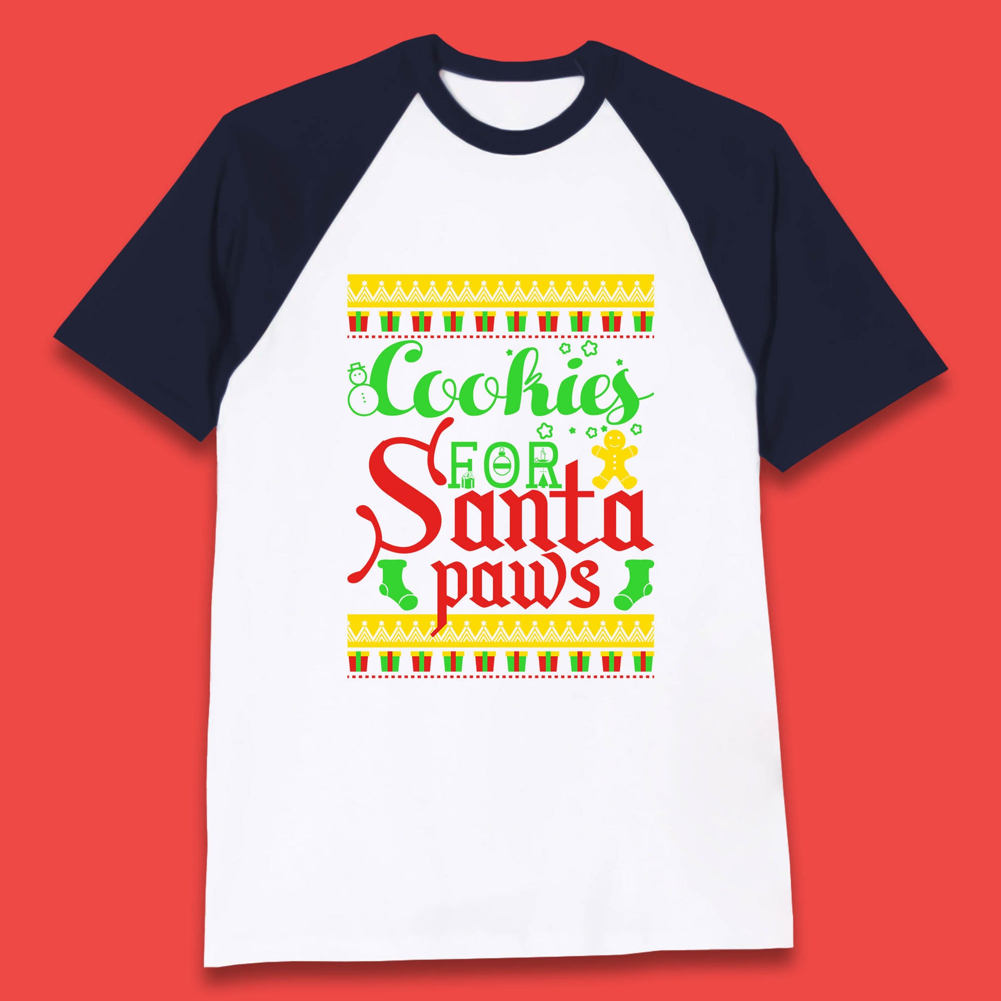 christmas cookies for santa paws baseball t shirt