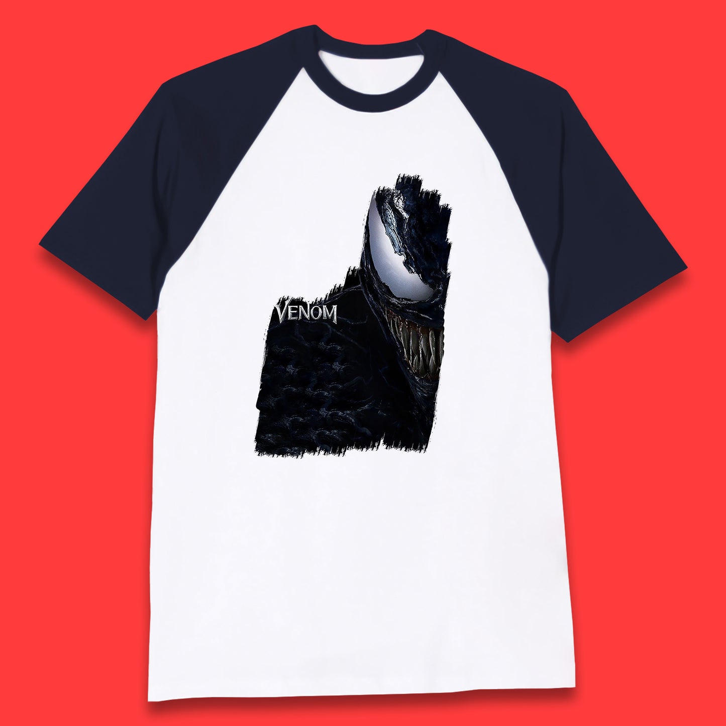 Angry Venom Amoled Half Face And Body Logo Marvel Avengers Superheros Movie Character Baseball T Shirt