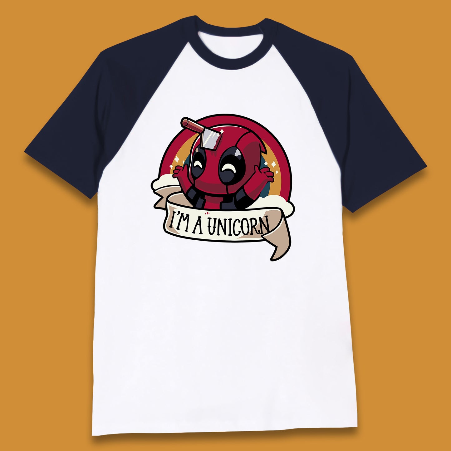 I'm A Unicorn Funny Deadpool Rainbow Colors Marvel Avengers Superhero Fictional Character Baseball T Shirt
